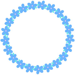 floral wreath with blue flowers