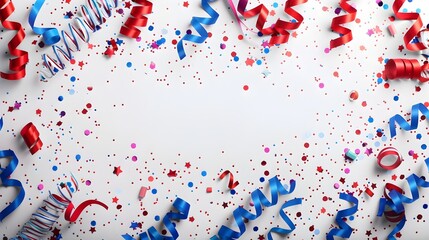 Festive Patriotic Confetti and Streamer Border Backdrop for Event Information