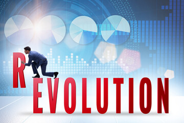 Evolution turning into revolution concept