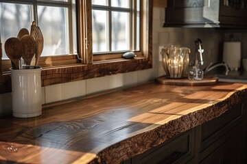 Wood Texture Kitchen Counter Display: Light, Rustic, Window Board Desk