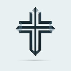 vector cross symbol. Icons set. Cross of christian religion. Jesus Christ and God, faith sign. Church and pray, religion and resurrection.