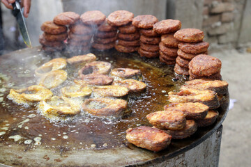 Fish fry street food. Marinated fish with salt pepper chilli and turmeric powder.