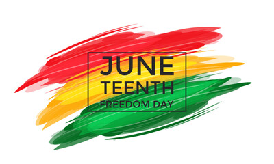Juneteenth day of freedom from slavery. Paint strokes in the colors of the African flag. June 19, 1865. Banner. Vector stock illustration.