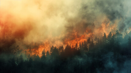 Fototapeta premium Forest fires cause global warming.