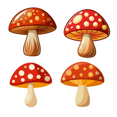 mushroom art drawn for decor on white background