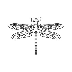 Black Dragonfly Sign Symbol Icon Logo Vector. Dragonfly outline Isolated dragonfly on white background
