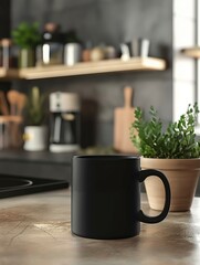 handle black mug mockup, 3d render,