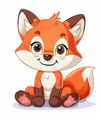   A cute little fox sits down, smiling broadly