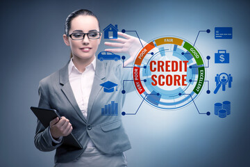 Businessman in credit score concept