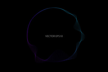 Vector in concept of AI technology, science, music.
circles lines wavy in round frame isolated