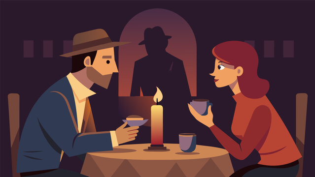 The flickering candlelight provides a soft glow as two strangers engage in a heated debate about life love and everything in between in the secluded. Vector illustration