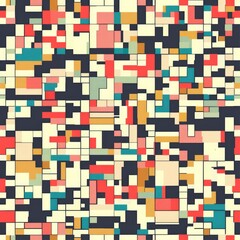 Geometric Patchwork Pattern in a Modern Abstract Mosaic Design
