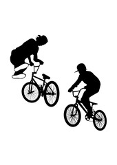 Naklejka premium BMX Biker | Biker | Sports Bike | Bicycle | Extreme Sports | Cycling Stunt | Original Illustration | Vector and Clipart | Cutfifle and Stencil
