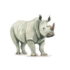 Illustrated Majestic Rhino - Wildlife Artwork with Shadowing Details for Print