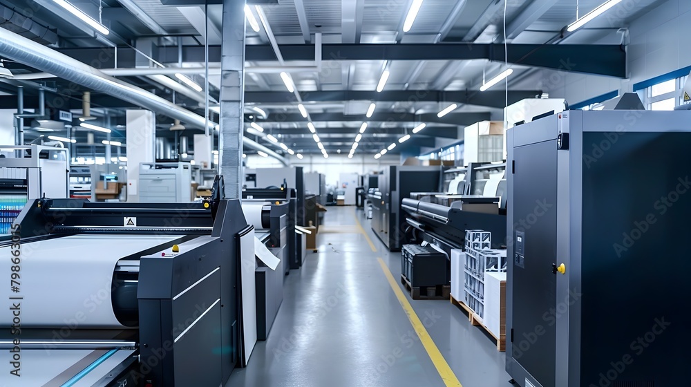 Aufkleber modern printing facility with advanced machinery and efficient workflow