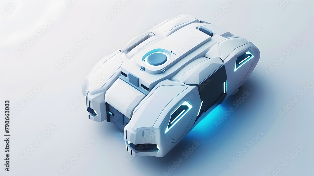 Poster sleek futuristic gadget with metallic textures in pristine studio setting