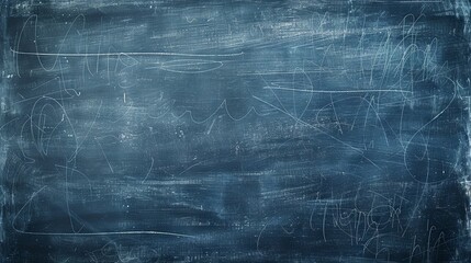 Abstract blue chalkboard background with scribbles and scratches