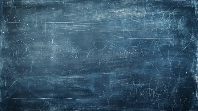 Abstract blue chalkboard background with scribbles and scratches