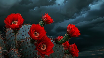 Dramatic desert blooms against stormy sky Cinco De Mayo