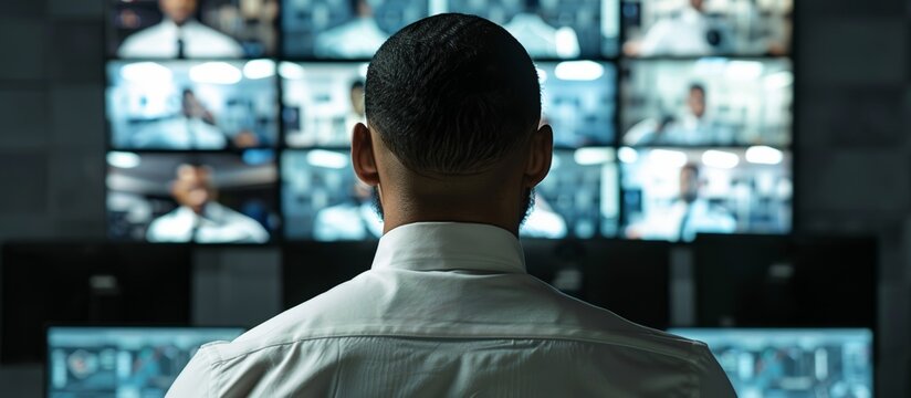 security guard looking at the cameras
