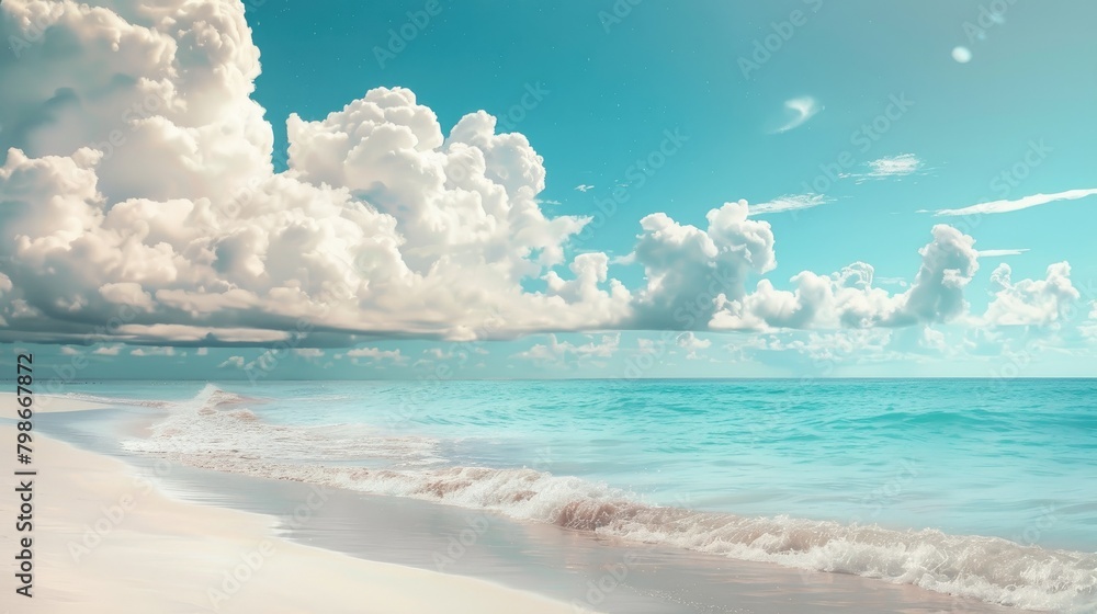 Canvas Prints concept of traveling to a beautiful tropical beach with white clouds