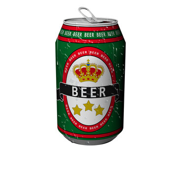 PNG; Trasparente; Lattina di birra aperta isolata su sfondo bianco.