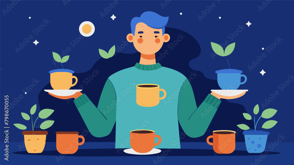 Poster As the evening goes on he indulges in multiple cups of his herbal brew each one tailored to his changing moods and needs..