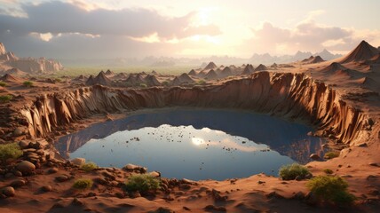  Dawn’s Reflection in Volcanic Crater Oasis