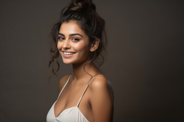 Fototapeta premium young attractive indian woman standing on isolated background