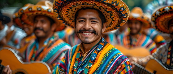 Fototapeta premium Cinco de Mayo, celebrating mexican historical triumph and unity, a crucial moment in history when the Mexican army triumphed over the French forces. It's a day honors Mexico's vibra
