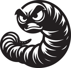 Angry Earthworm Vector In black and white