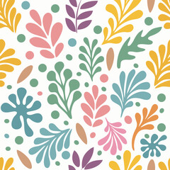Fototapeta na wymiar Floral seamless pattern with plants and leaves