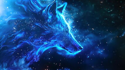Blue animal in the space with stars and nebula. 3d rendering - Powered by Adobe