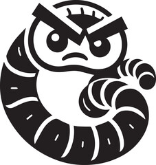 Angry Earthworm Vector In black and white