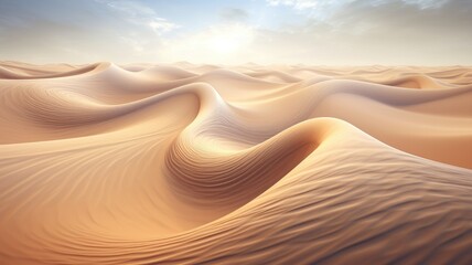 Mesmerizing sandstorm creating elegant whirls in a desert under a golden sky