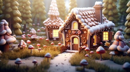 Enchanted Winter Village under a Starlit Sky