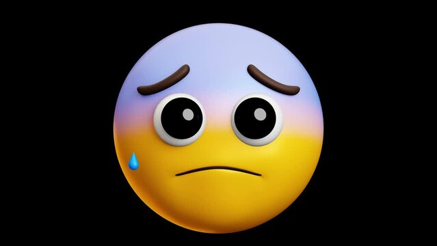 Nauseous face with sweat emoji, 3d emoticon animation, Alpha channel, Transparent video