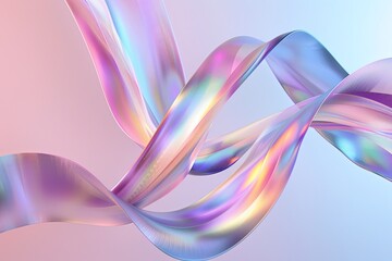 Iridescent Ribbon Flow: Dynamic Graphic Background with Twisted Ribbons