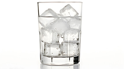 Glass of refreshing soda water with ice cubes