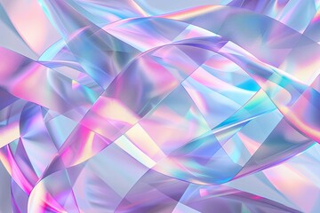 Twisted Ribbon Art: Holographic Geometric Lines in Futuristic Iridescent Spectra