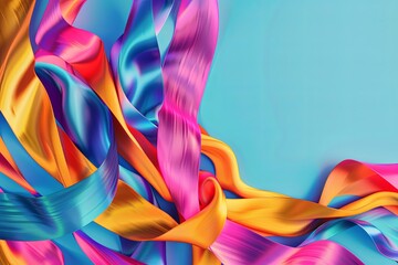 Fototapeta premium Dynamic Twisted Ribbon: Vibrant Fashionable Decoration in Trendy Style