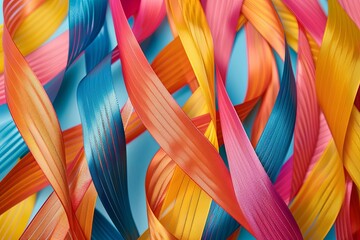 Vibrant Twisted Ribbon Fashion: Dynamic & Colorful Background Decoration