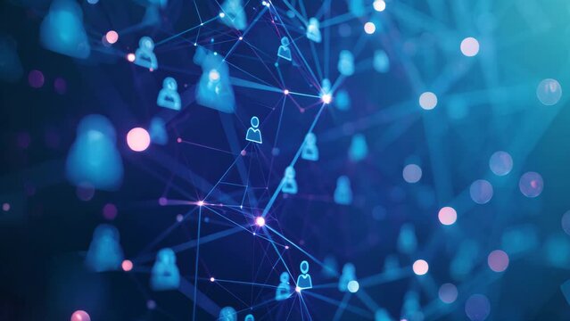 Abstract connection dots and lines on dark blue background. 3d rendering