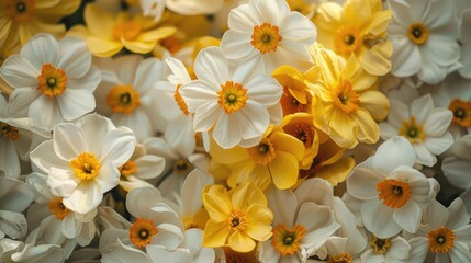 White and yellow flowers grouped together