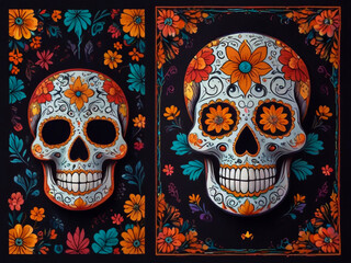 Funky pattern Day of the Dead, Dia de los muertos