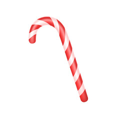 New Year and Christmas red and white candy lollipop cane 3D, isolated on white background.Vector stock illustration.