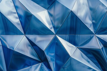 Blue Chrome Geometric Industrial Design: Architectural Texture for Public Spaces