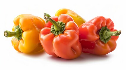 Fresh Bell peppers, Healthy Vegetables with Copy Space, White Background