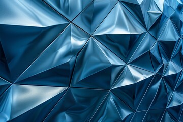 Blue Metallic Geometric Futuristic Wall Detail with Interplay of Light