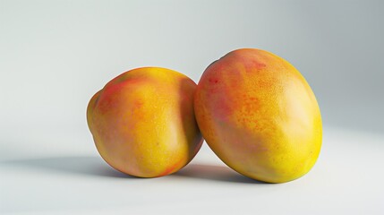 Fresh Mangoes, Healthy Vegetables with Copy Space, White Background